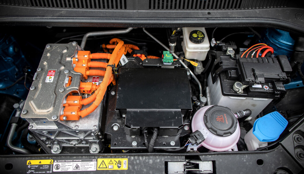 <b>INNI ER DE OGSÅ LIKE:</b> Motorrommet på Skoda Citigo-e. <b>INNI ER DE OGSÅ LIKE:</b> Motorrommet på Skoda Citigo-e.