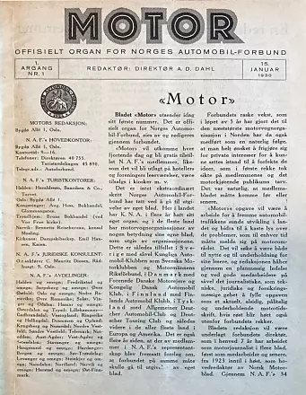 <b>1930: </b>I begynnelsen var ordet. Ganske mange av dem, faktisk. Her er Motors første utgave.