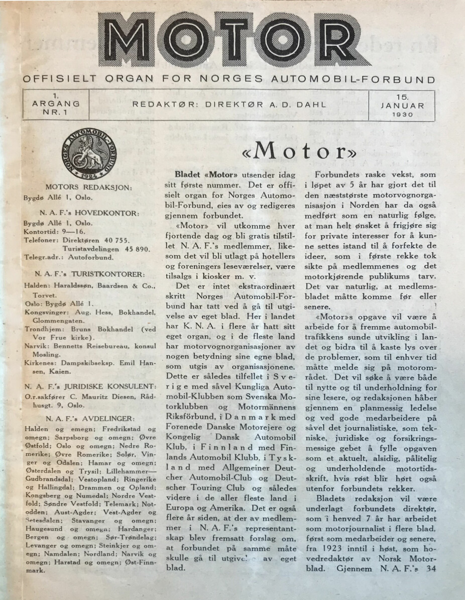 1930: I begynnelsen var ordet. Ganske mange av dem, faktisk. Her er Motors første utgave.