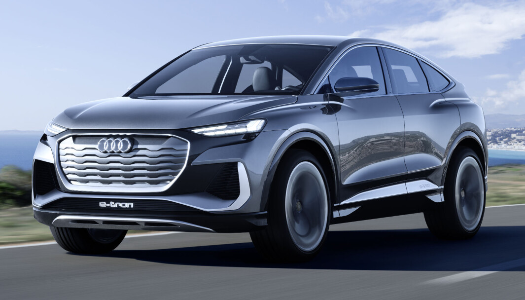 <span class=" font-weight-bold" data-lab-font_weight_desktop="font-weight-bold">NY BESTSELGER? </span>Audi Q4 e-tron (her som konseptbil), i Sportback-versjon, som kommer på sensommeren. <span class=" font-weight-bold" data-lab-font_weight_desktop="font-weight-bold">NY BESTSELGER? </span>Audi Q4 e-tron (her som konseptbil), i Sportback-versjon, som kommer på sensommeren.