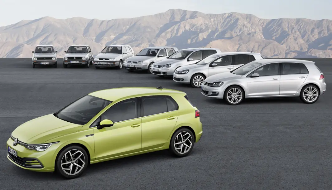 MOT SLUTTEN: Tiden er snart ute for VW Golf – her i alle åtte generasjoner – på de norske bestselgerlistene. MOT SLUTTEN: Tiden er snart ute for VW Golf – her i alle åtte generasjoner – på de norske bestselgerlistene.