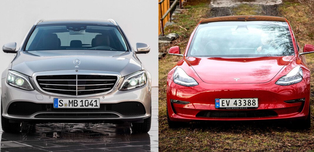 DIESEL VS ELBIL: Mercedes C-klasse mot Tesla Model 3 i ny klimakamp. DIESEL VS ELBIL: Mercedes C-klasse mot Tesla Model 3 i ny klimakamp.