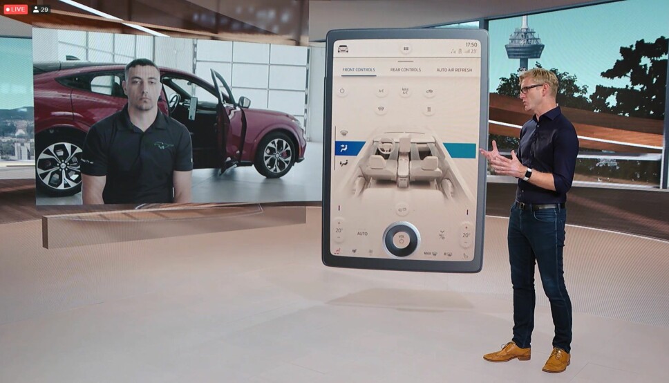 NEI, IKKE TESLA: Åtte år etter Model S får Fords elektriske SUV siste skrik innen skjerm og multimedia.
