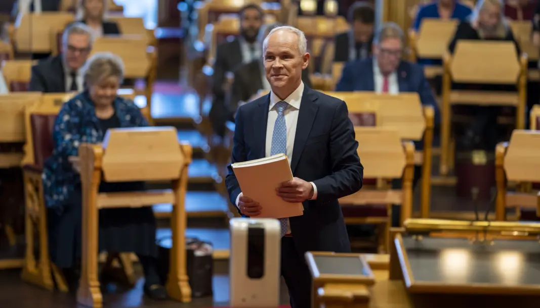 STATSBUDSJETT: Finansminister Jan Tore Sanner (H) la frem forslaget til statsbudsjett i Stortinget onsdag. STATSBUDSJETT: Finansminister Jan Tore Sanner (H) la frem forslaget til statsbudsjett i Stortinget onsdag.