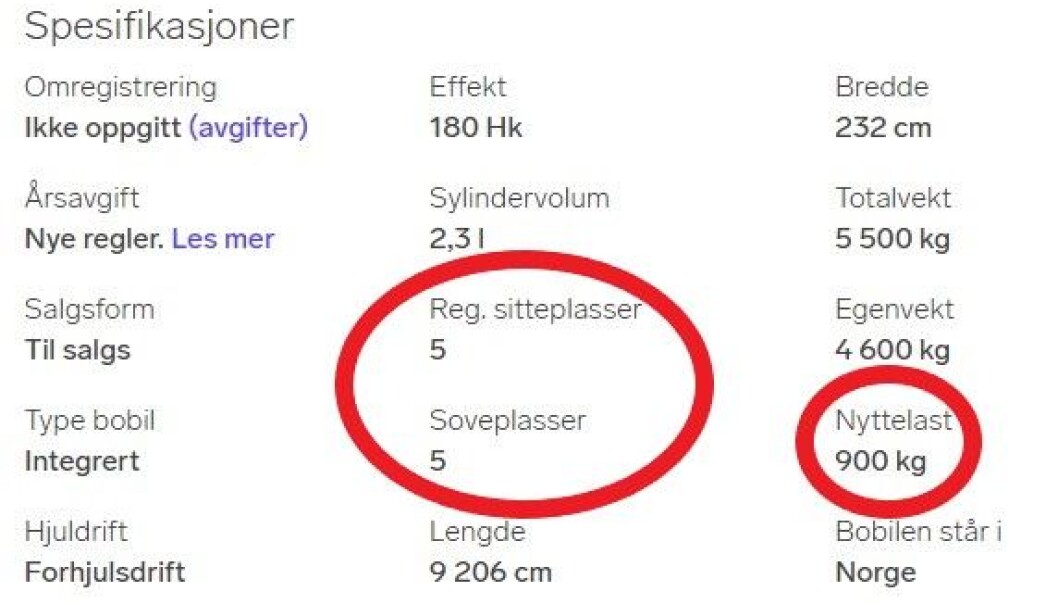 <b>OPPRINNELIG ANNONSE:</b> Fem sitte- og soveplasser, og 900 kg nyttelast. <b>OPPRINNELIG ANNONSE:</b> Fem sitte- og soveplasser, og 900 kg nyttelast.