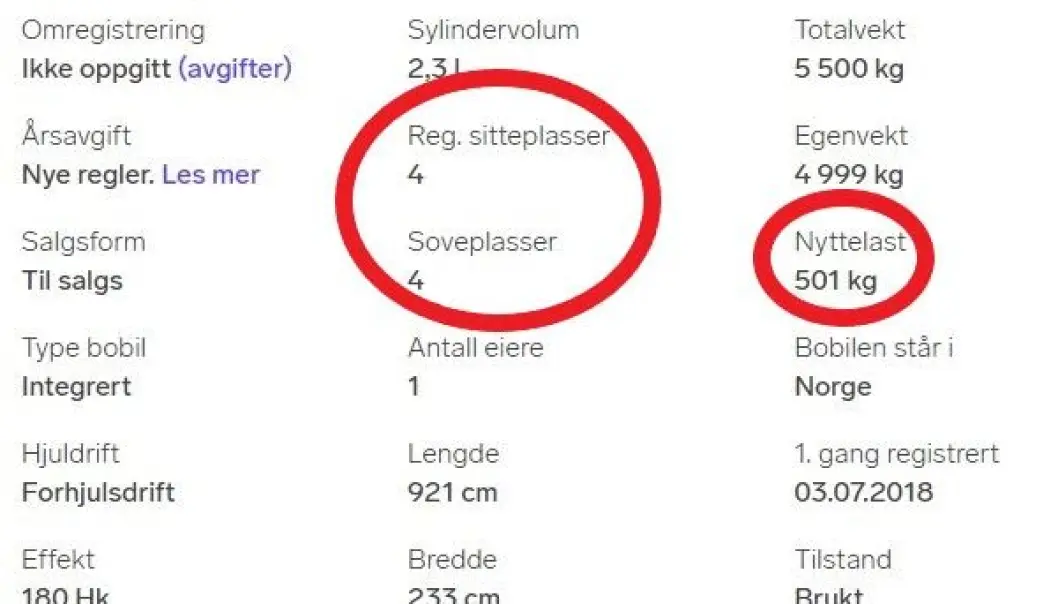 <b>NY ANNONSE: </b>Fire sitte- og soveplasser, og 501 kg nyttelast. <b>NY ANNONSE: </b>Fire sitte- og soveplasser, og 501 kg nyttelast.