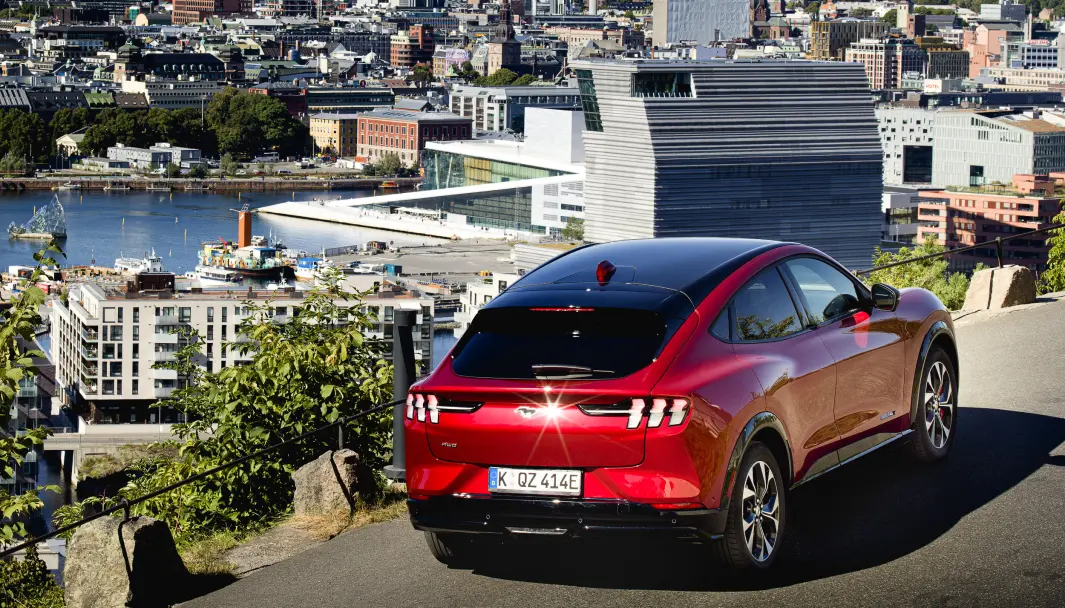 NORSK NYTELSE: Ford Mustang Mach-E er landets mest solgte bil for øyeblikket. NORSK NYTELSE: Ford Mustang Mach-E er landets mest solgte bil for øyeblikket.
