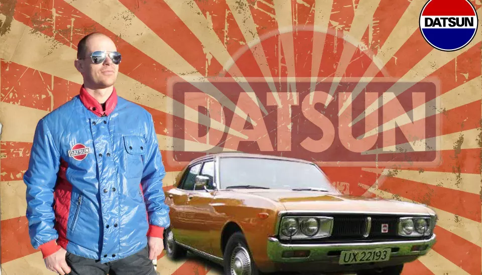 UTSTRÅLING: Kjetil Rannstad poserer gjerne med sin Datsun 200L, også når datteren Veronika får lage kollasje av moroa.