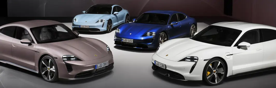 <span class=" font-weight-bold" data-lab-font_weight_desktop="font-weight-bold">TILSKUDD: </span>Taycan-familien er blitt større: Taycan, 4S, Turbo og Turbo S, med klokken fra nede til venstre. <span class=" font-weight-bold" data-lab-font_weight_desktop="font-weight-bold">TILSKUDD: </span>Taycan-familien er blitt større: Taycan, 4S, Turbo og Turbo S, med klokken fra nede til venstre.
