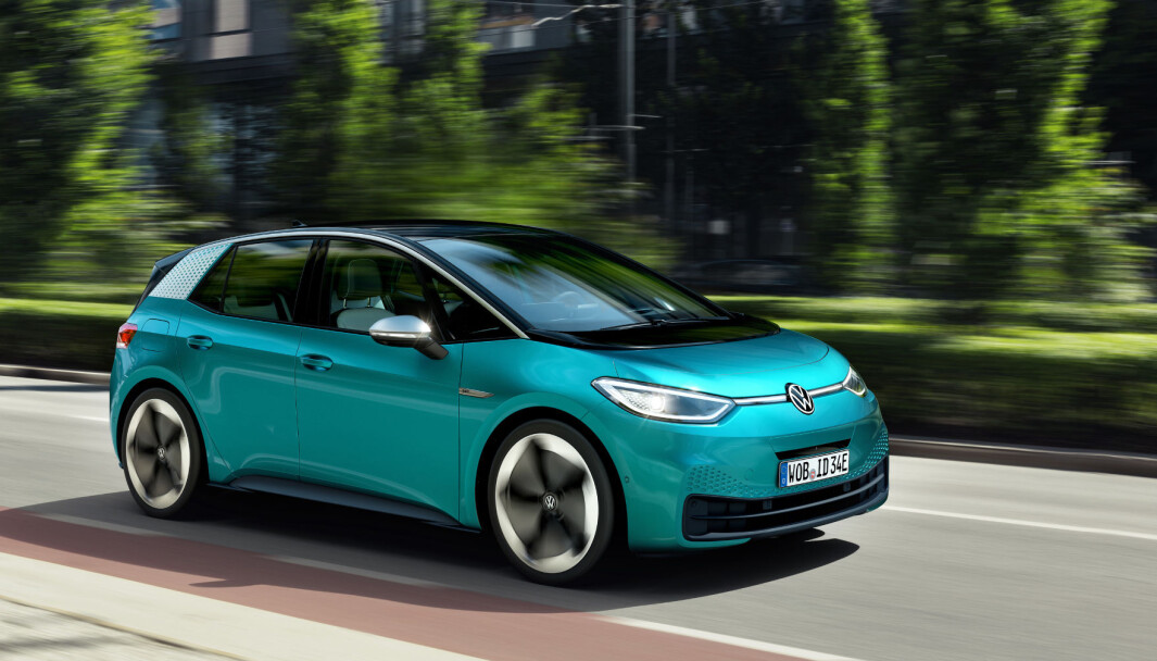 LEDET AN: Det var mer enn noen annen modell Volkswagen ID.3 (bildet), som sørget for den kraftige veksten for elbilene i Europa i fjor. LEDET AN: Det var mer enn noen annen modell Volkswagen ID.3 (bildet), som sørget for den kraftige veksten for elbilene i Europa i fjor.