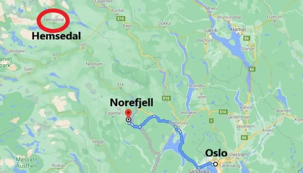 <span class=" font-weight-bold" data-lab-font_weight_desktop="font-weight-bold">BARE HALVVEIS:</span> Det er mye lenger til Hemsedal enn til Norefjell. <span class=" font-weight-bold" data-lab-font_weight_desktop="font-weight-bold">BARE HALVVEIS:</span> Det er mye lenger til Hemsedal enn til Norefjell.