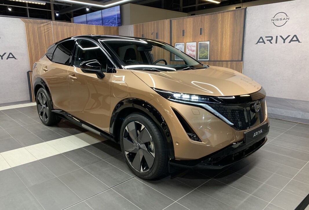 NÅ I OSLO: Nye Nissan Ariya er på Norgesturné. Her står den utstilt i hovedstaden, før den blir fraktet videre til Bergen og Trondheim. NÅ I OSLO: Nye Nissan Ariya er på Norgesturné. Her står den utstilt i hovedstaden, før den blir fraktet videre til Bergen og Trondheim.