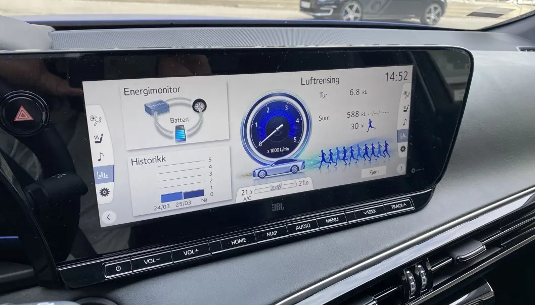 <span class="font-weight-bold" data-lab-font_weight_desktop="font-weight-bold">MAGADRAG:</span> Infoskjermen viser hvor mye luft bilen har renset. <span class="font-weight-bold" data-lab-font_weight_desktop="font-weight-bold">MAGADRAG:</span> Infoskjermen viser hvor mye luft bilen har renset.