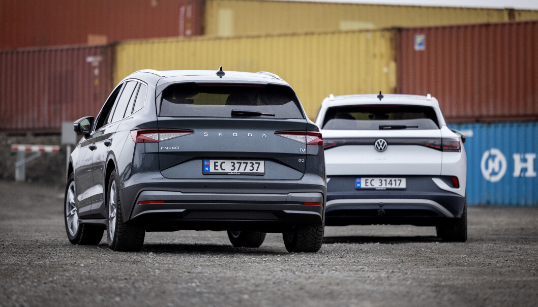 <span class=" font-weight-bold" data-lab-font_weight_desktop="font-weight-bold">SPARK BAK:</span> Skoda Enyaq og VW ID.4 leverer i tetsjiktet innenfor de fleste kategorier blant dagens elbiler, men deler av førerstøtteteknologien holder ikke mål. <span class=" font-weight-bold" data-lab-font_weight_desktop="font-weight-bold">SPARK BAK:</span> Skoda Enyaq og VW ID.4 leverer i tetsjiktet innenfor de fleste kategorier blant dagens elbiler, men deler av førerstøtteteknologien holder ikke mål.