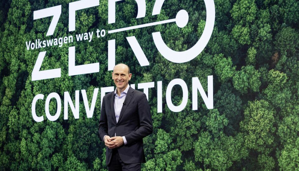 SATSER GRØNT: VW-sjefen Ralf Brandstätter under selskapets «Way to Zero»-konferanse torsdag.