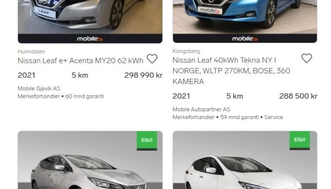 <span class=" font-weight-bold" data-lab-font_weight_desktop="font-weight-bold">GODT UTVALG: </span>Nye Nissan Leaf fra merkeforhandlere. <span class=" font-weight-bold" data-lab-font_weight_desktop="font-weight-bold">GODT UTVALG: </span>Nye Nissan Leaf fra merkeforhandlere.
