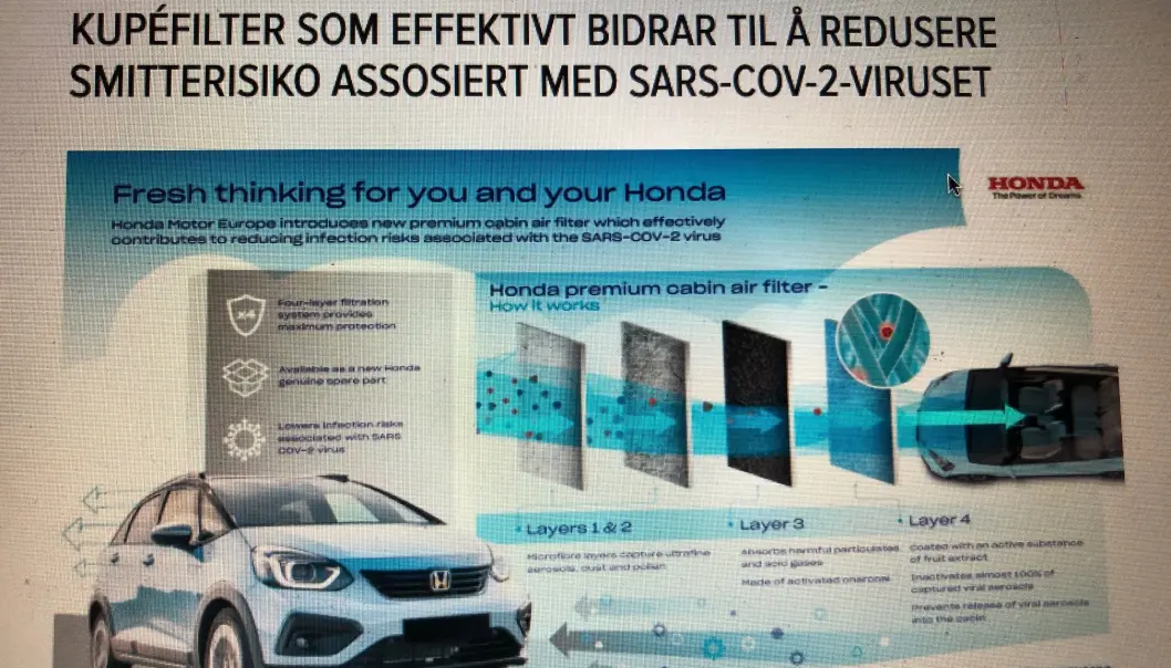 <span class=" font-weight-bold" data-lab-font_weight_desktop="font-weight-bold">SPILLER PÅ FRYKT:</span> Forbrukertilsynet har vært spesielt på markedsføring som spiller på forbrukernes koronafrykt. Hondas reklame gjør nettopp dette, mener der. <span class=" font-weight-bold" data-lab-font_weight_desktop="font-weight-bold">SPILLER PÅ FRYKT:</span> Forbrukertilsynet har vært spesielt på markedsføring som spiller på forbrukernes koronafrykt. Hondas reklame gjør nettopp dette, mener der.