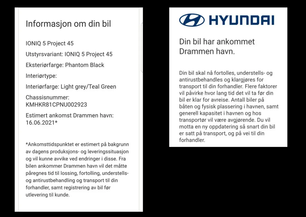 <span class="font-weight-bold" data-lab-font_weight_desktop="font-weight-bold">KORTFATTET: </span>Informasjon kunden mottok fra Hyundai frem til 16. juni <span class="font-weight-bold" data-lab-font_weight_desktop="font-weight-bold">KORTFATTET: </span>Informasjon kunden mottok fra Hyundai frem til 16. juni