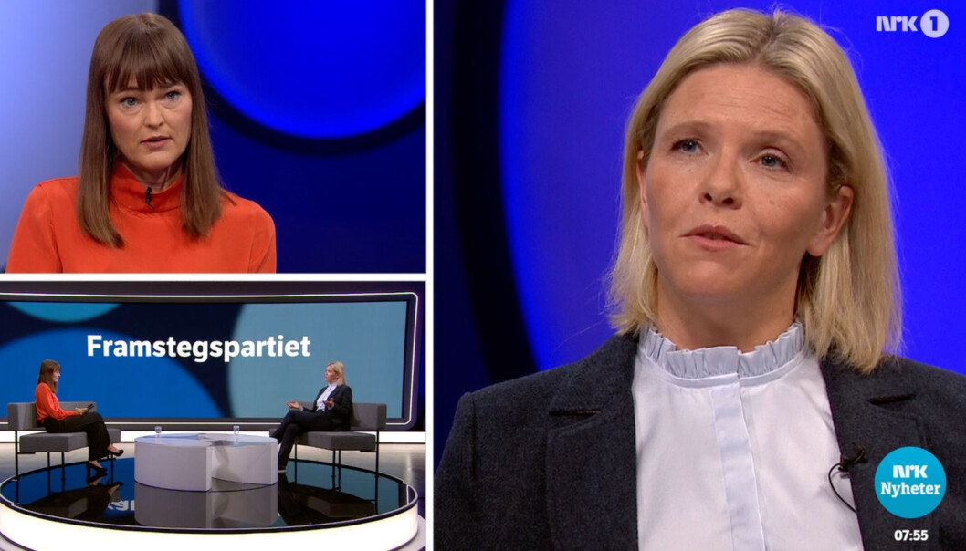 SANT NOK? Frp-leder Sylvi Listhaug under utspørring med Astrid Randen i NRK. SANT NOK? Frp-leder Sylvi Listhaug under utspørring med Astrid Randen i NRK.