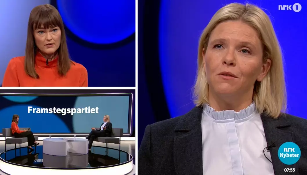SANT NOK? Frp-leder Sylvi Listhaug under utspørring med Astrid Randen i NRK.