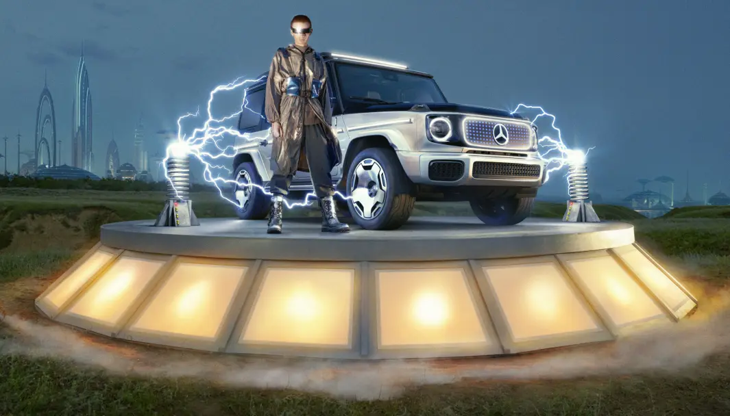HALLO, JORDBOERE: Mercedes viser frem sine planer for en elektrisk Geländerwagen. HALLO, JORDBOERE: Mercedes viser frem sine planer for en elektrisk Geländerwagen.