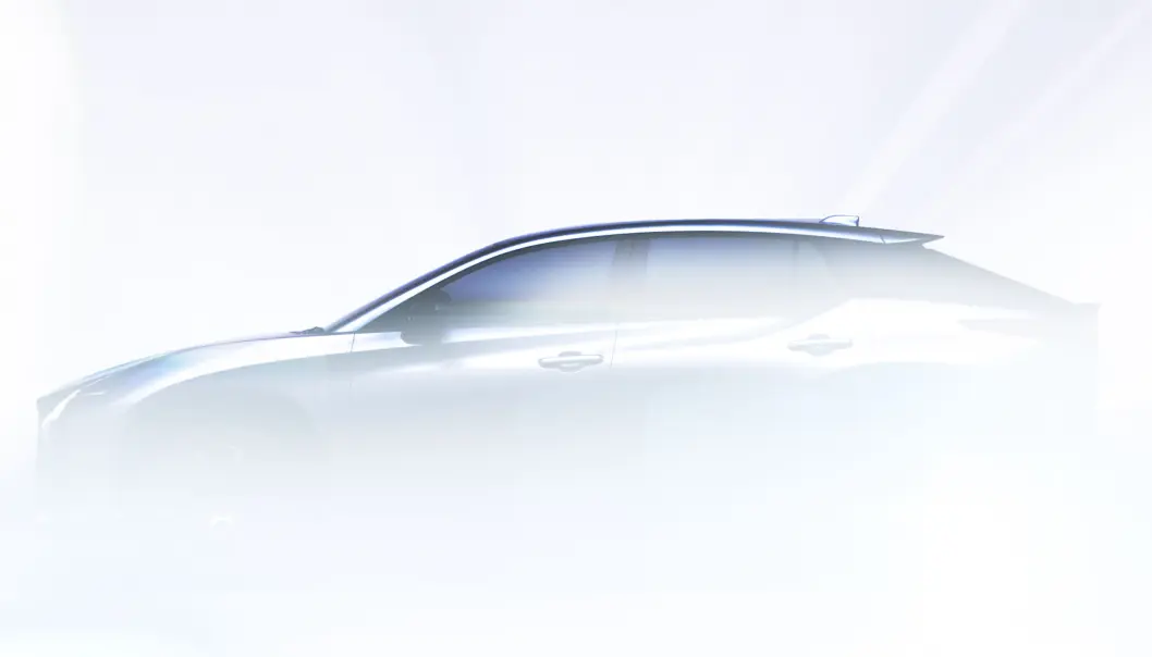 DEN NESTE: Her er konturene av den kommende Lexus RZ. DEN NESTE: Her er konturene av den kommende Lexus RZ.