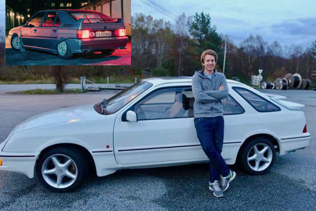 SÅPESTYKKE? Stian Antonsen fant en Sierra XR4i som vrak og har gjort den om til gull. Toppmodellen med dobbel bakspoiler er svært ettertraktet blant kjennere. Innfelt: Joar Rasmussens Citroën BX Sport. SÅPESTYKKE? Stian Antonsen fant en Sierra XR4i som vrak og har gjort den om til gull. Toppmodellen med dobbel bakspoiler er svært ettertraktet blant kjennere. Innfelt: Joar Rasmussens Citroën BX Sport.