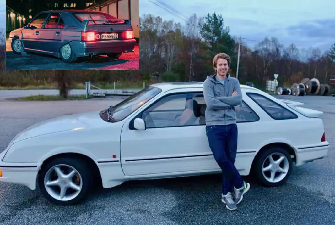 SÅPESTYKKE? Stian Antonsen fant en Sierra XR4i som vrak og har gjort den om til gull. Toppmodellen med dobbel bakspoiler er svært ettertraktet blant kjennere. Innfelt: Joar Rasmussens Citroën BX Sport. SÅPESTYKKE? Stian Antonsen fant en Sierra XR4i som vrak og har gjort den om til gull. Toppmodellen med dobbel bakspoiler er svært ettertraktet blant kjennere. Innfelt: Joar Rasmussens Citroën BX Sport.