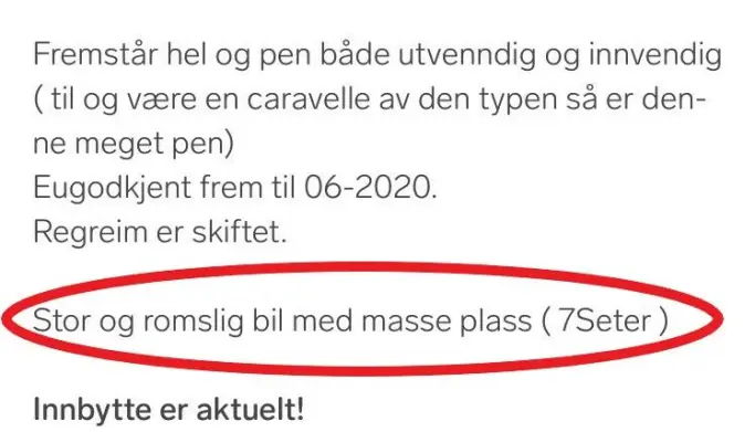 <span class=" font-weight-bold" data-lab-font_weight_desktop="font-weight-bold">ANNONSEN</span>: Dette skrev bruktbilselgeren i annonsen. <span class=" font-weight-bold" data-lab-font_weight_desktop="font-weight-bold">ANNONSEN</span>: Dette skrev bruktbilselgeren i annonsen.