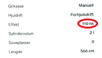 <span class=" font-weight-bold" data-lab-font_weight_desktop="font-weight-bold">110 HESTER:</span> Annonsen er tydelig på antall hestekrefter. <span class=" font-weight-bold" data-lab-font_weight_desktop="font-weight-bold">110 HESTER:</span> Annonsen er tydelig på antall hestekrefter.