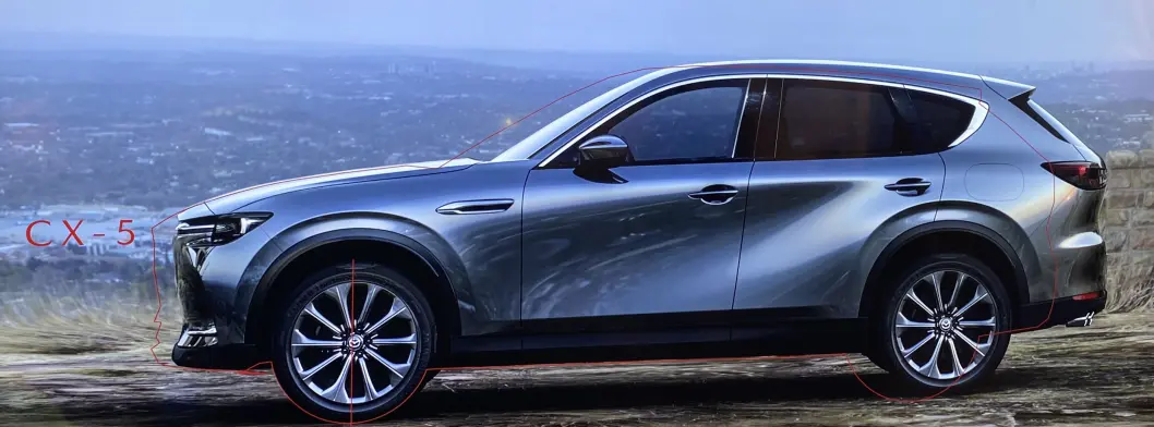 <span class="font-weight-bold" data-lab-font_weight_desktop="font-weight-bold">MARKANT FORSKJELL:</span> Mazda CX-60, med et omriss av CX-5 tegnet inn i rødt. <span class="font-weight-bold" data-lab-font_weight_desktop="font-weight-bold">MARKANT FORSKJELL:</span> Mazda CX-60, med et omriss av CX-5 tegnet inn i rødt.