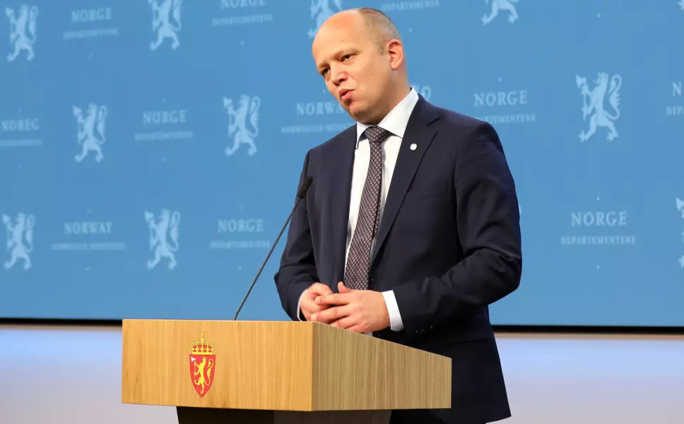 MOMSKNEKK: Finansminister Trygve Slagsvold Vedum (Sp) fra presentasjonen av regjeringens forslag til statsbudsjett sist november.