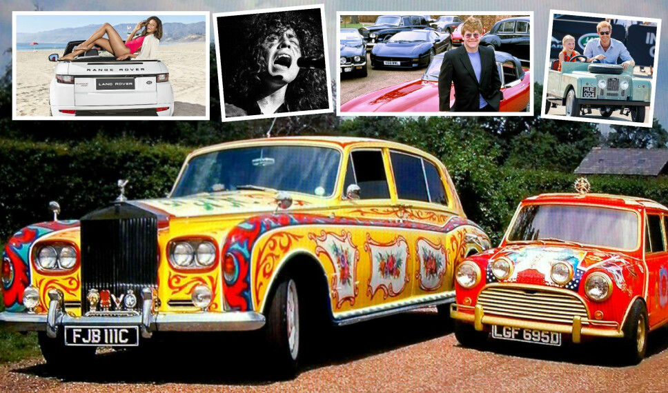 BRITER MED BILDILLA: John Lennons Rolls og George Harrisons Mini – samt Naomie Harris, Marc Bolan, Elton John og prins Harry.