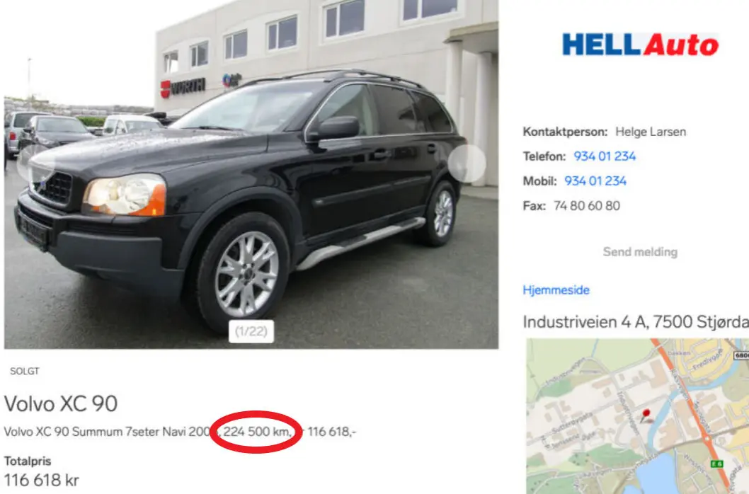 <span class=" font-weight-bold" data-lab-font_weight_desktop="font-weight-bold">224.500 KM: </span>Da bilen ble solgt hadde den gått 224.500 kilometer. <span class=" font-weight-bold" data-lab-font_weight_desktop="font-weight-bold">224.500 KM: </span>Da bilen ble solgt hadde den gått 224.500 kilometer.