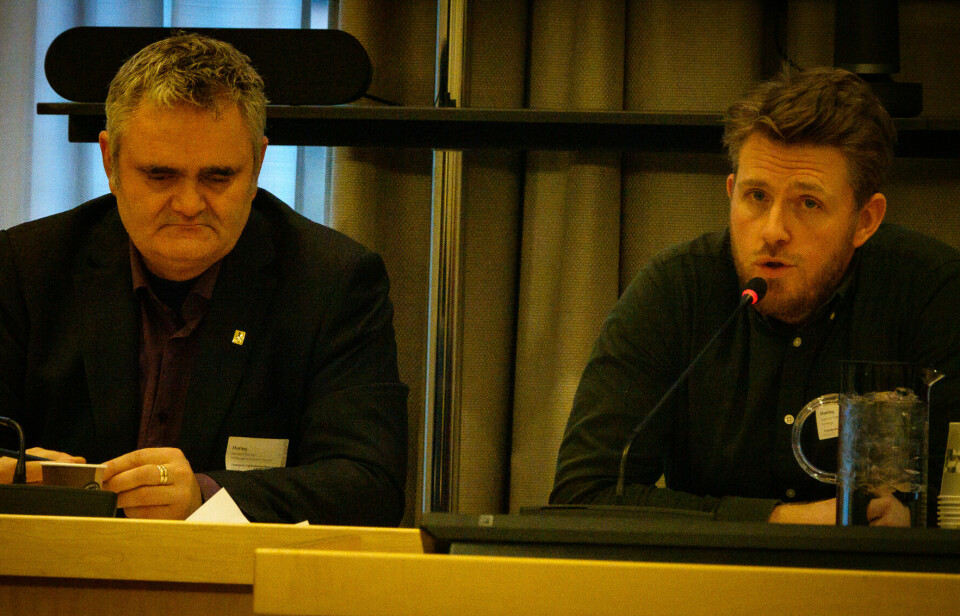 ADVARER: Stian Mathisen (t.h.) i Recharge og Thor Egil Braadland i NAF ber Stortinget avvise krav om kortbetaling på ladestasjonene.