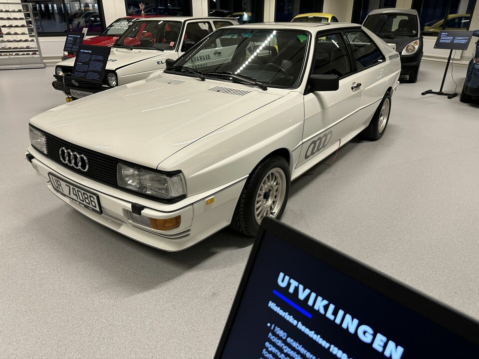 UR-KUL: Audi ur-quattro er blant de sikreste favoritt-attraksjonene i Møllers historiske samling i de flotte utstillingslokalene hos Møller Medvind Arenasi Oslo.