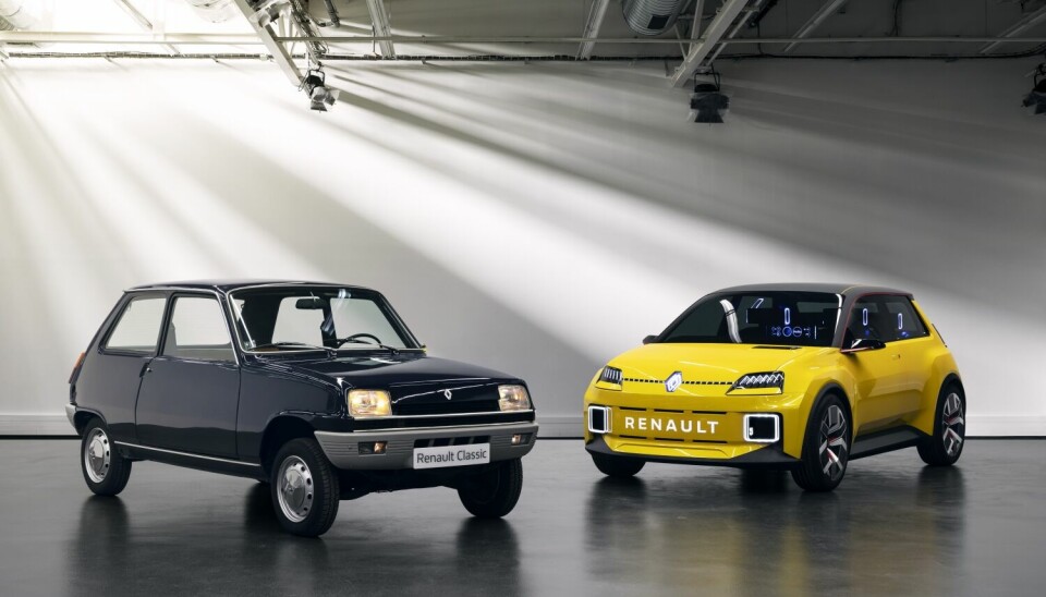 BESTSELGER: Den gule til høyre kan bare drømme om å selge som forfedrene. Renault 5 var Frankrikes mest solgte bil over en periode på 14 år.