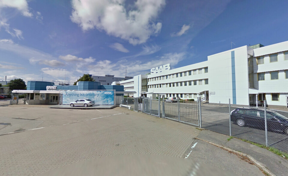 SAAB-HOVEDKVARTERET: En av inngangene til fabrikkområdet mens det fortsatt var Saab-aktivitet der. Bildet er av eldre dato, men kommer fortsatt opp via Google Maps.