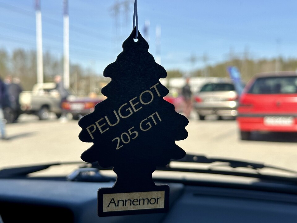 DUFT-TRE: Anne Margrete Seim Bakketun har fått spesiallaget en vidunderlig Wunderbaum til bilen.